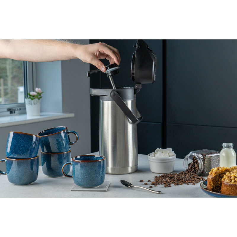 Pioneer Airpots Stainless Steel Hot Cold Water Tea Coffee Dispenser Conference Event Flask, 1.9 Litres, Silver