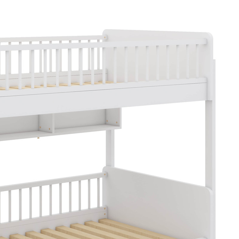 Wooden Bunk Bed In Twin Size, Comes With Three Storage Sections, White