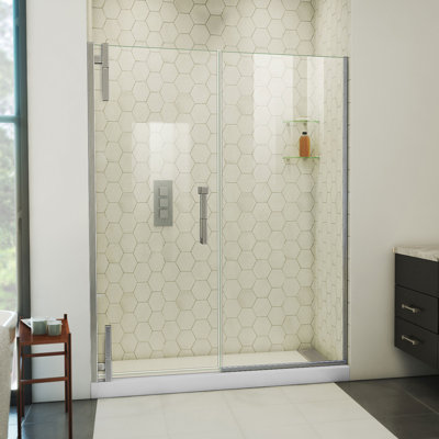 DreamLine Ascend 54 - 55 inch W x 72 inch H Frameless Pivot Shower Door in Brushed Nickel