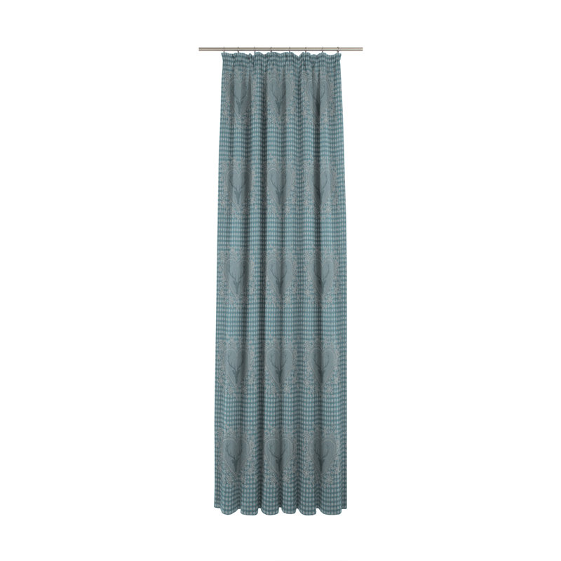 Devos Pencil Pleat Single Curtain, Opaque, 132cm Width x 225cm Drop, Blue/Grey