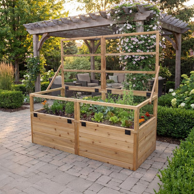 6 ft. W x 3 ft. D Cedar Garden in a Box with Trellis/Lid