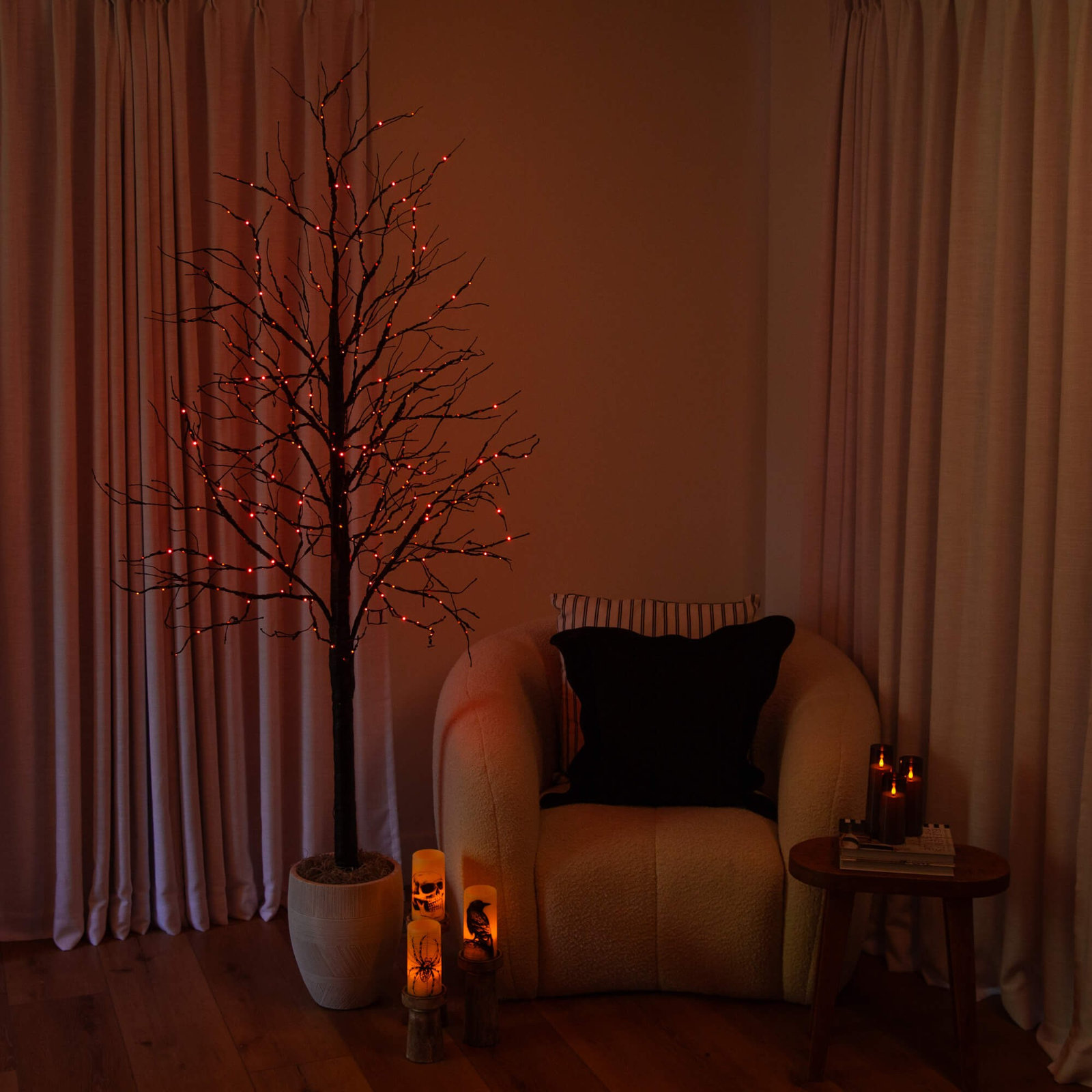 8' Pre-Lit Halloween Black Twig Tree, 84" H x 26" W x 26" D