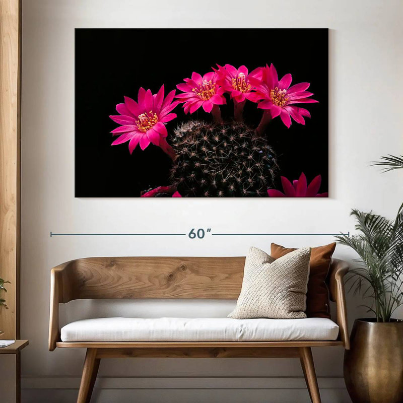 Fleurs de cactus roses Harnek, H 34 po x l 51 po