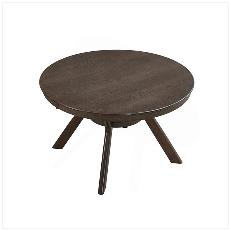 47.24''Round Rubber Wood Dining Table For 4-6 With Wooden Trestle Pedestal Base,Modern Kitchen Wooden Table Dinner Table For Dining Room, Living Room,Dark Brown(1Table)