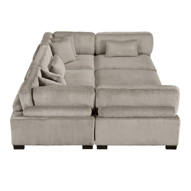 Canapé modulaire avec repose-pieds 6 pièces Koah, Taupe Corduroy