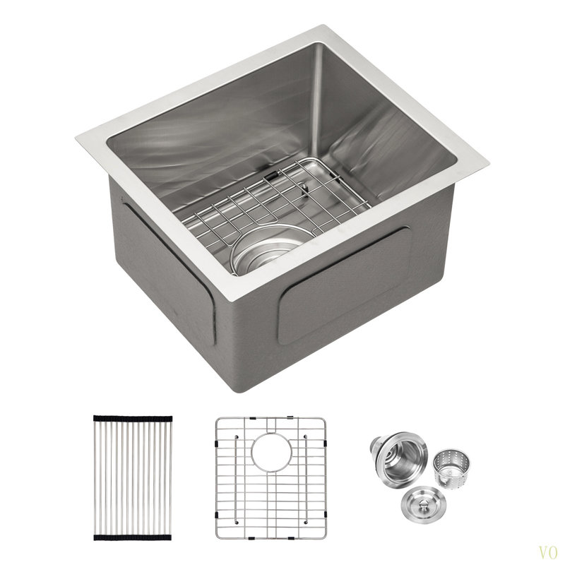 Évier de cuisine encastrable 13 po - 13 po x 15 po x 9 po - Évier de cuisine en acier inoxydable encastrable à profondeur unique de calibre 16 de 9 po