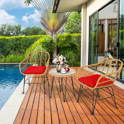 Heider Wicker/Rattan 2 - Person Seating Group with Cushions by Bay Isle Home