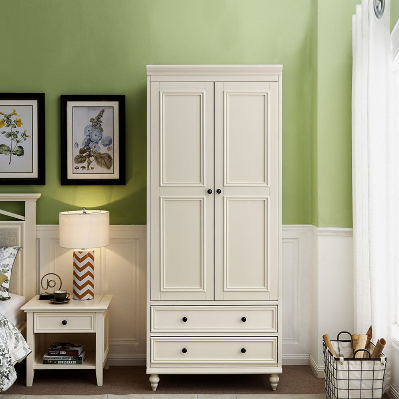 Armoire américaine à deux portes de style crème, Blanc, crème