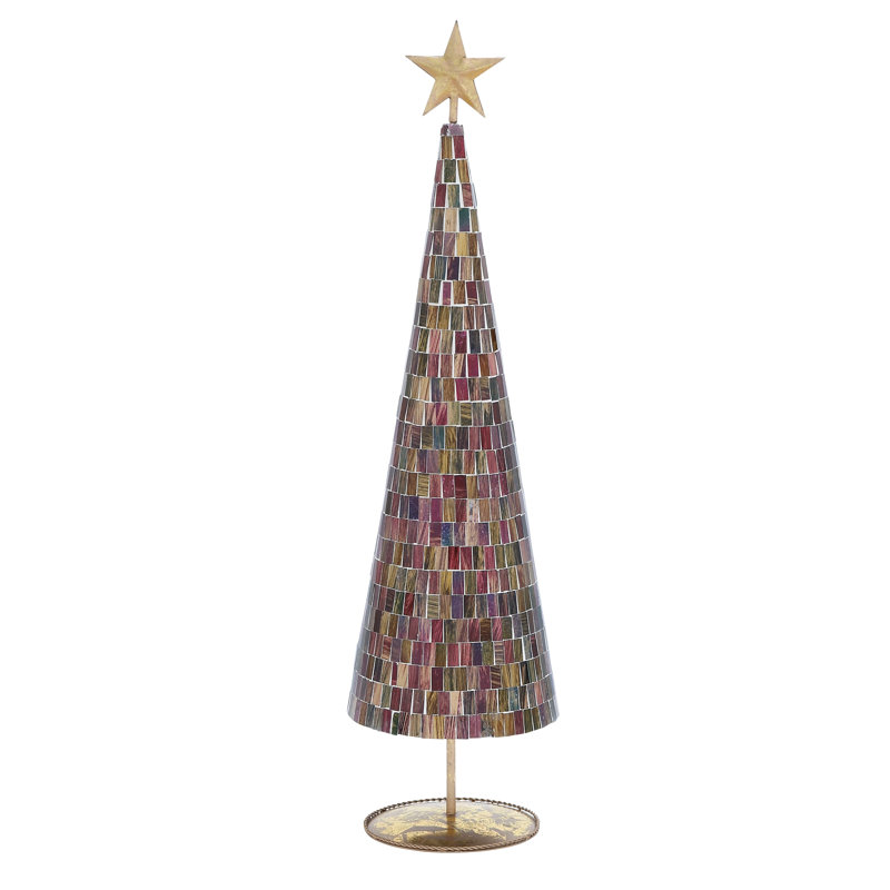 Arbre de Noël multi-mosaïque avec étoile, H 27 po x l 7 po x P 7 po