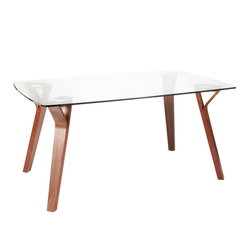 Hertford Rectangular Dining Table, Walnut, Clear Glass