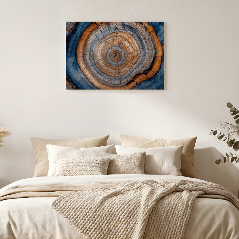 «Blue and Brown Tree Ring», art mural sur toile, H 12 po x l 18 po