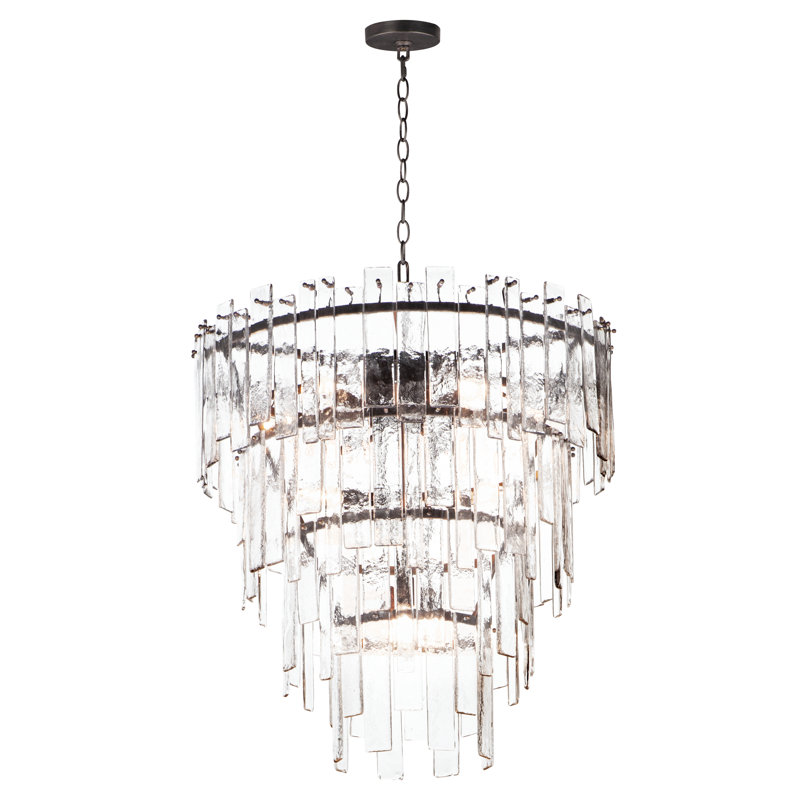 Warren - Luminaire suspendu unique en bronze foncé clair, H 32 po x l 30 po x P 30 po, 12