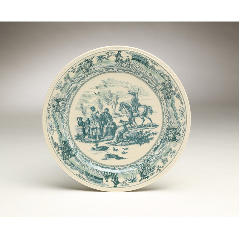 Assiette plate en porcelaine Kowal, Vert/crème