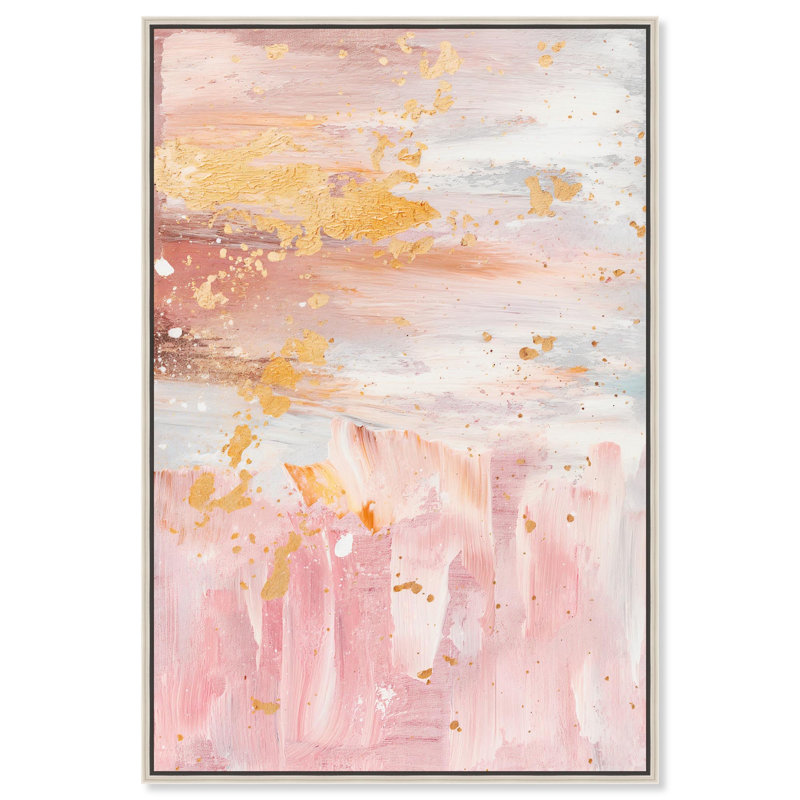 Toile rose quartz par Art Remedy, Cadre flottant, H 16 po x l 11 po, Noir
