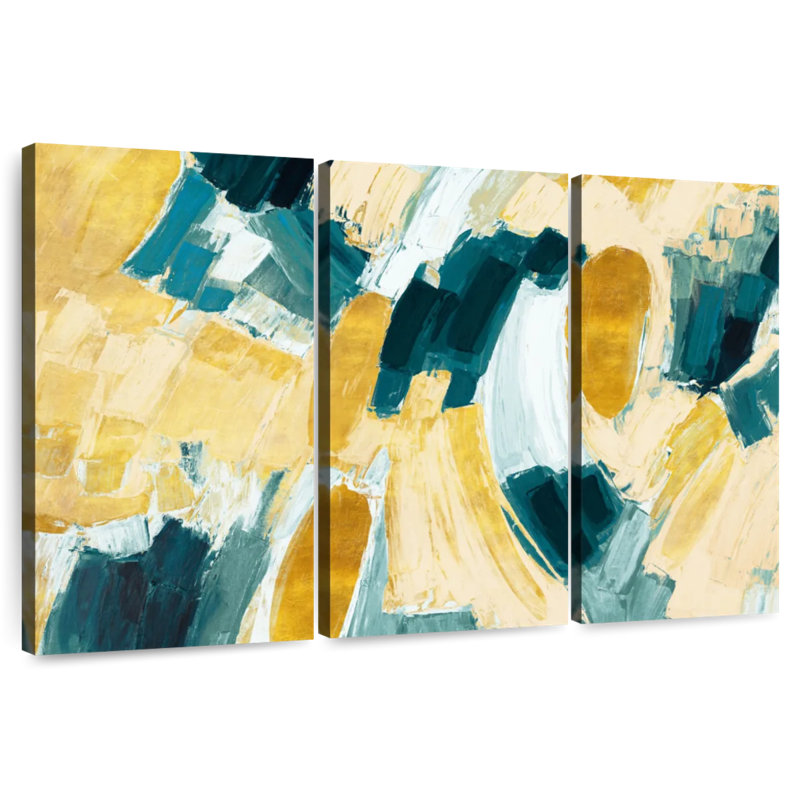 Avery doré et bleu sarcelle rémanence, H 48 po x l 74 po