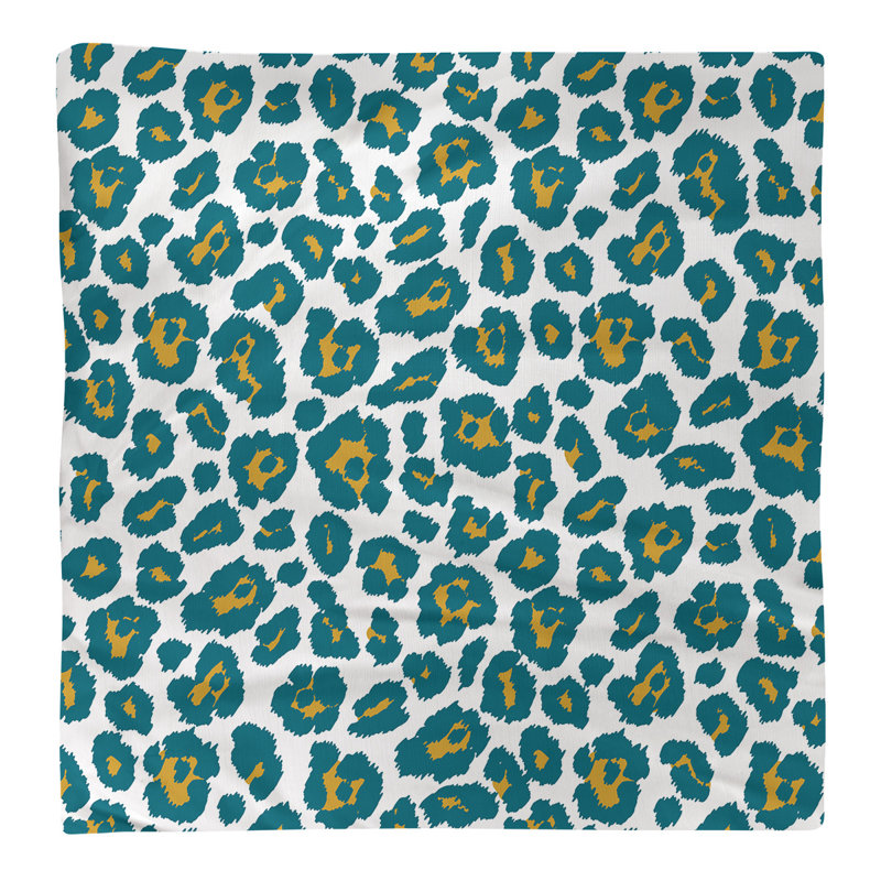Polyester Animal Print Square Napkin, 10" x 10", White/Gold/Teal