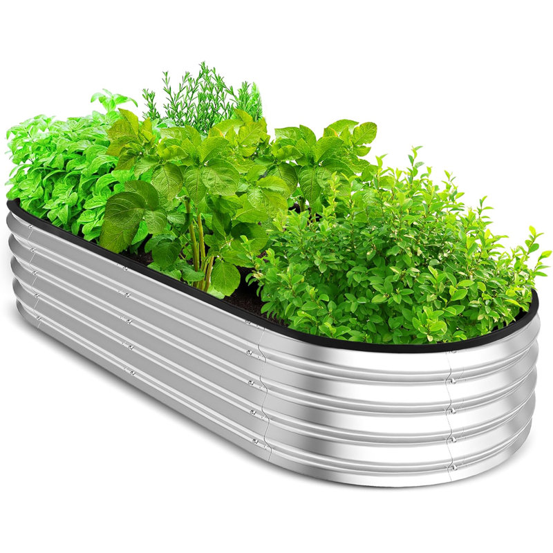 4x2 Foot Galvanized Lightweight Raised Garden Bed: Easy Assemble Outdoor Planter for Veggies, Fruits & Flowers, Silver