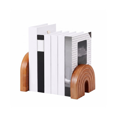Solid Wood Concrete Agate Non-Skid Bookends Bookend
