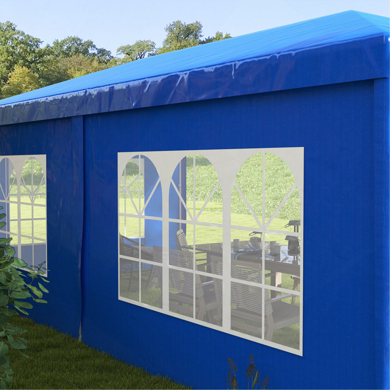 9.6' x 19' Large Party Tent, Blue Outdoor Event Gazebo Canopy with 4 Removable Window Sidewalls, Waterproof Shelter for Wedding Picnic Backyard Gathering
