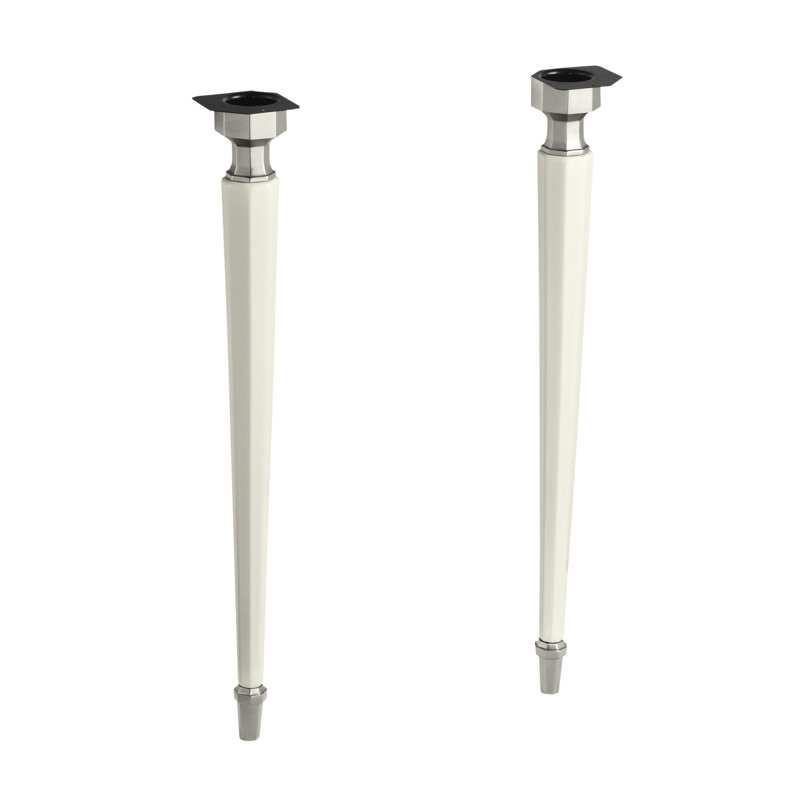 Pieds de table Kathryn® octogonaux en argile réfractaire / laiton doré français, Nickel brossé, Tea Green