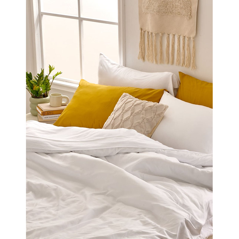  Ensemble de draps 100% coton 400 fils 400 fils, Blanc, Grand