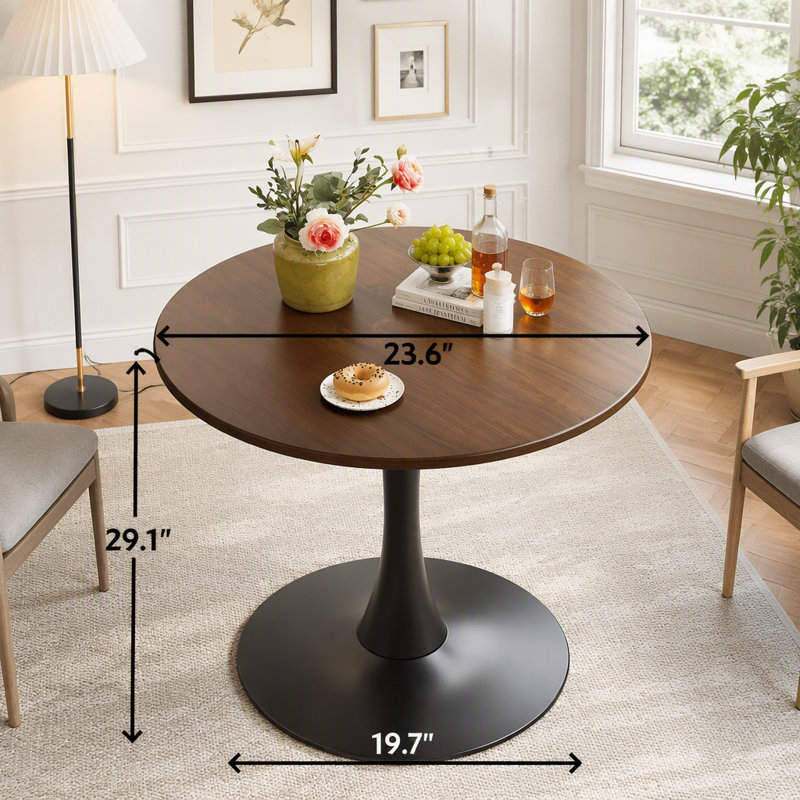 Table de salle à manger Tulip, H 28,74 po x l 24 po, Bois naturel