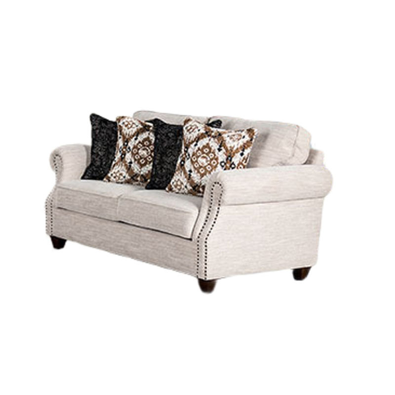 Serra Loveseat, 4 Accent Throw Pillows, Light Greige Polyester 67 Inch