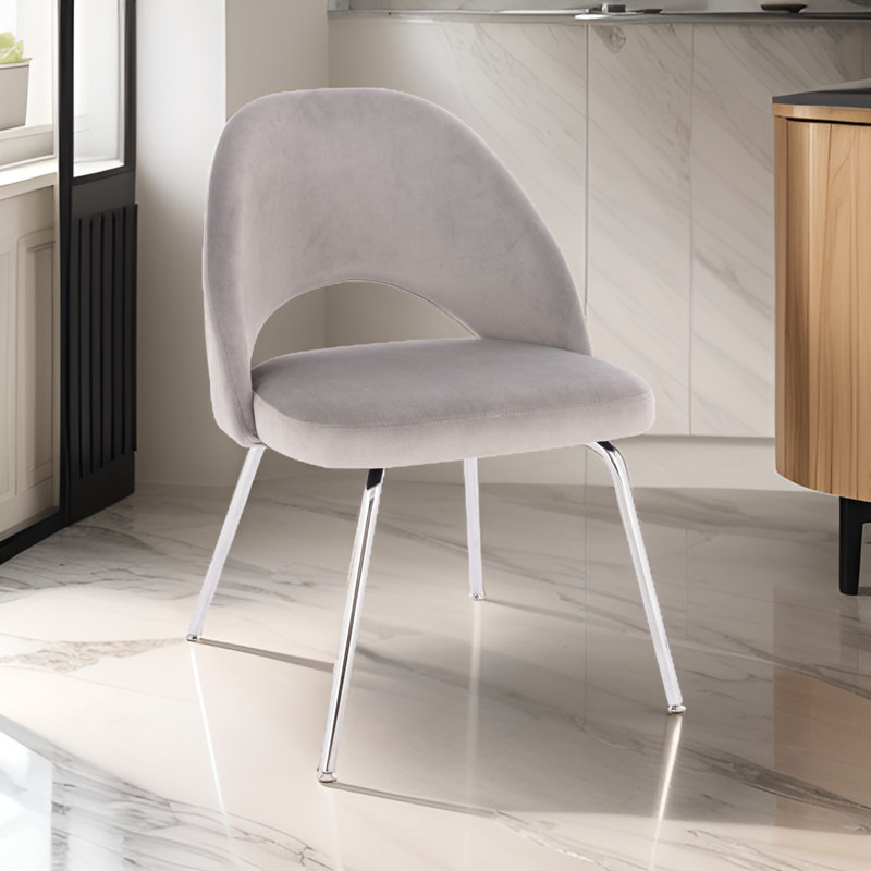 Chaise parsons en velours Yori, Gris