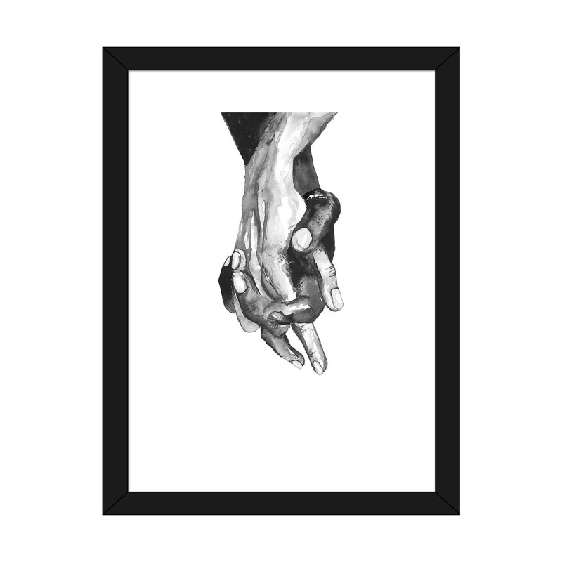 Mains - reproduction d'art, H 24 po x l 16 po x P 1 po, Papier encadré noir