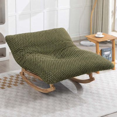 Fauteuils à bascule surdimensionnés en velours côtelé de 105 cm de large, avec coussin de 17 cm d'épaisseur et base en bois