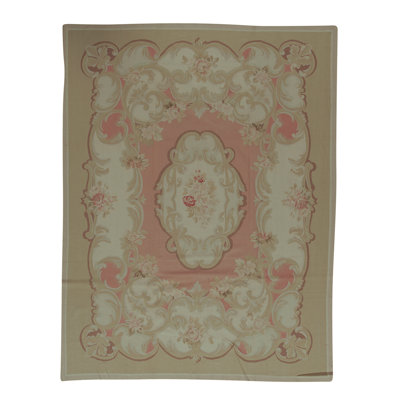 Hand-Knotted High-Quality Beige and Peach Area Rug