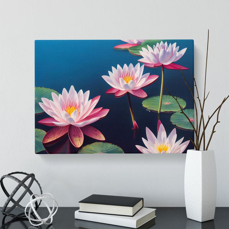 Cosmopolitan Water Lily Flowers - Wrapped Canvas, 35cm H x 50cm W x 3cm D