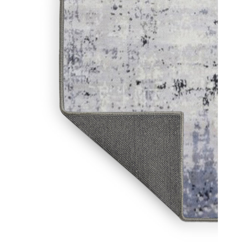 Tapis ivoire / bleu à motif abstrait Burrton, Rectangle 3 pi x 5 pi