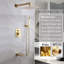 Brushed Gold Shower Faucet Set System 12" Rainfall Head Combo Kit Mixer Valve Wall Mount Tap
