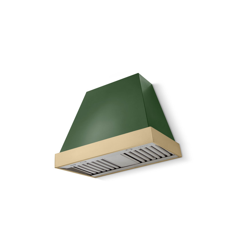 Euclid 36 X 30 Hood 600 CFM, Brushed Brass, Cornwall Green
