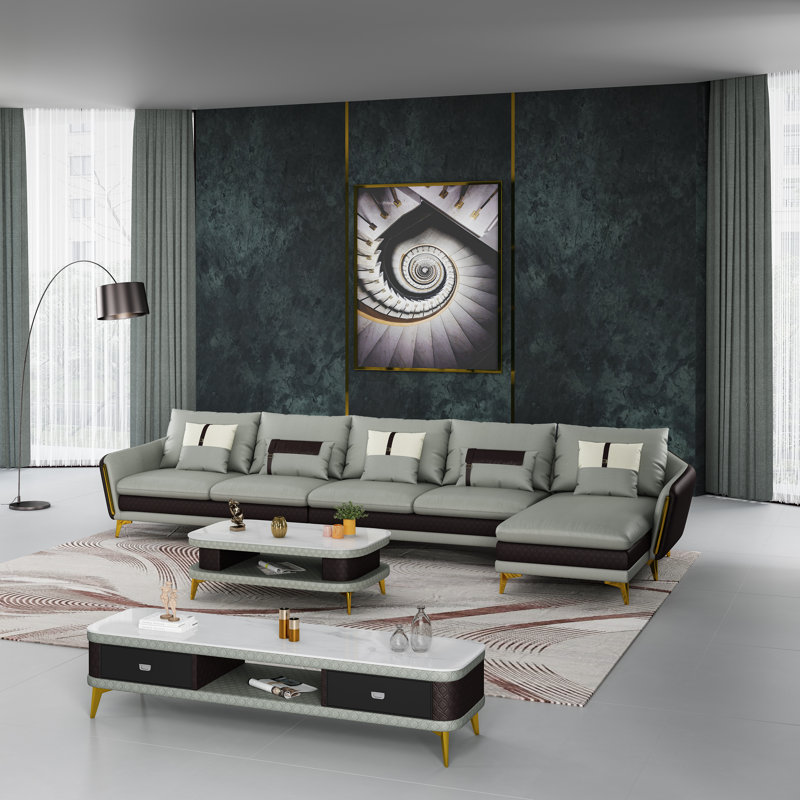 Leather Sectional, Right Hand Facing