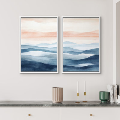 Impression sur toile encadrée de décorations murales de chambre à coucher orange minimaliste bleu orange