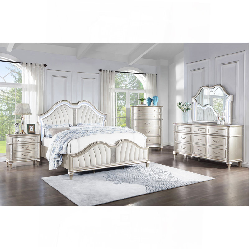 Ensemble de chambre avec lit plateforme très grand 5 pièces Katerina