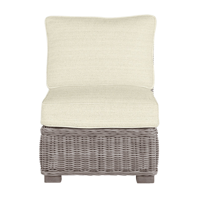 Rustic Woven Sectional Slipper Chair, Dove Sunbrella® Linen, Welt, Oyster