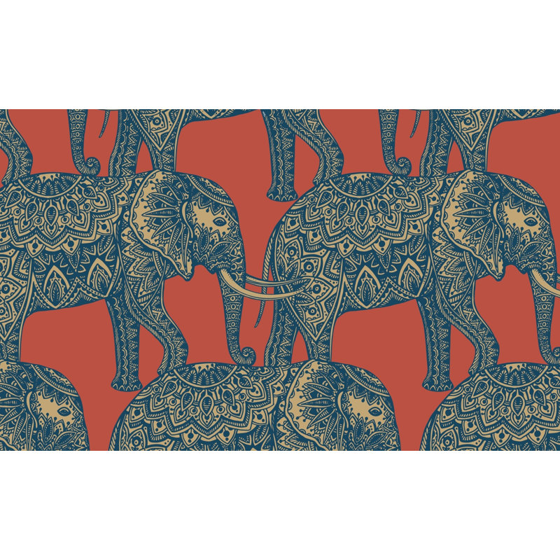 Éléphants, papier peint décoratif géométrique bohémien