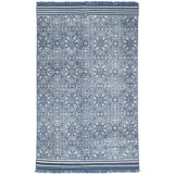 Bovina Geometric Area Rug in Navy/White