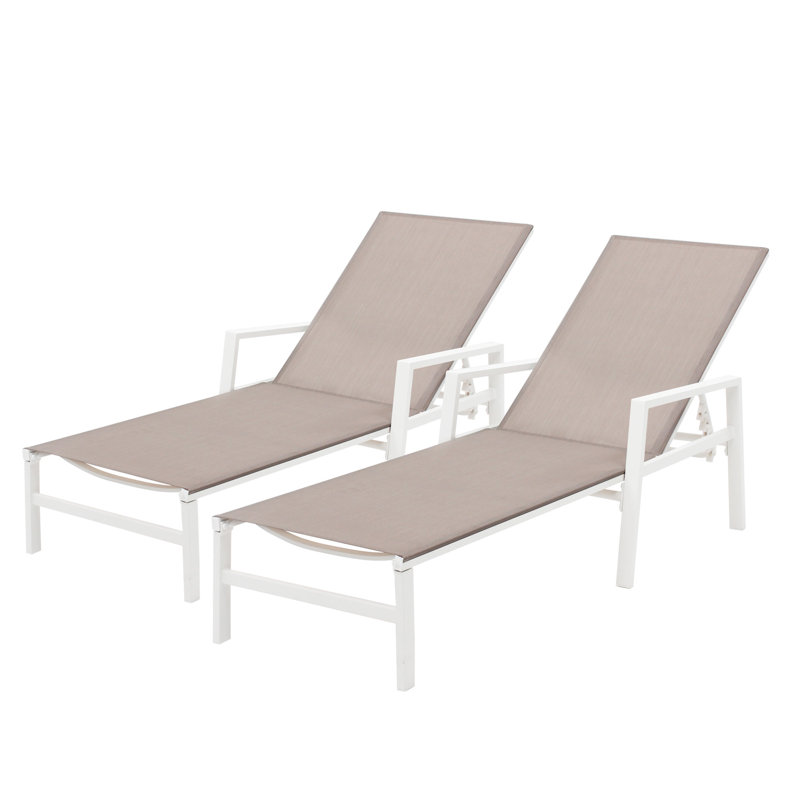 Chaise longue inclinable 24 po Kaniha, Beige, Blanc