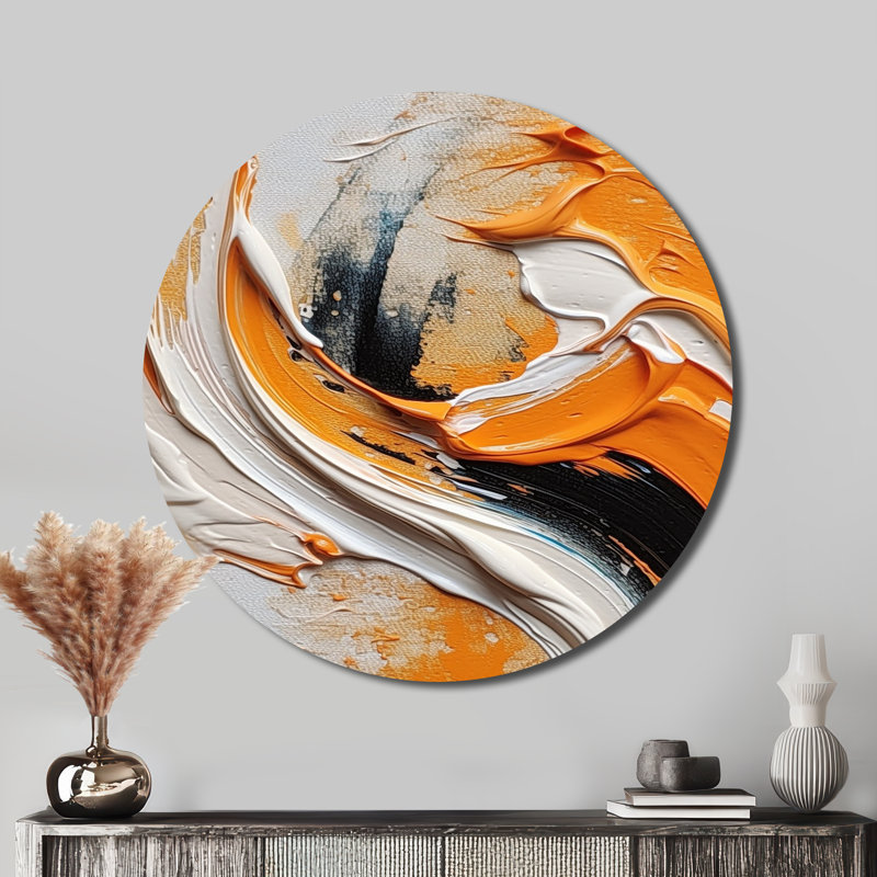 Clarysse - Art abstrait rond en métal, H 29 po x l 29 po