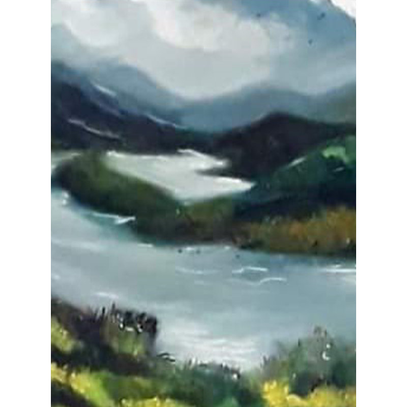 Paysage attrayant d'une rivière qui coule | Acrylique sur toile | Par Vinaya