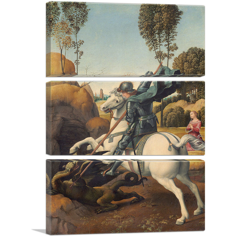 Saint George and the Dragon 1506 par Raphael - ensemble de 3 reproductions d'art sur toiles tendues