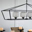 Lustre rectangulaire industriel en fer et en verre de 41,7 x 14,2 x 23,8 po, luminaire suspendu noir et blanc pour la cuisine, la salle à manger, le vestibule et le vestibule, ampoule non incluse