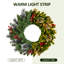 Warm White LED Battery-Operated Pine Garland | PVC Mix, Flexible for Fireplace Mantle, Stairs & Indoor/Outdoor Holiday Decor