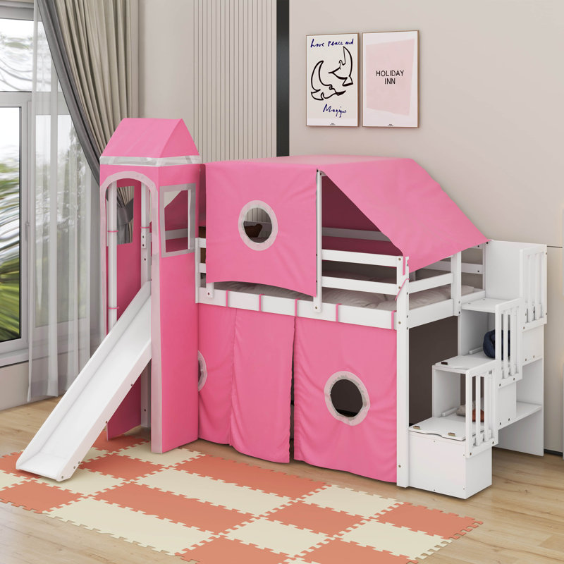 Lit mezzanine simple avec tente et tour