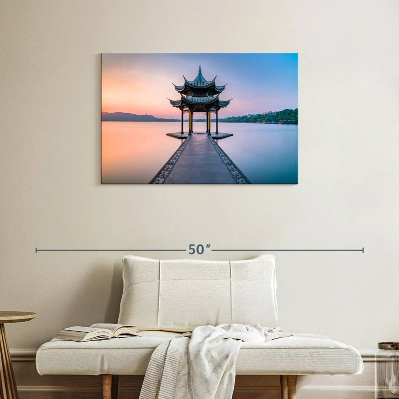 Adella Jixian Pavilion Sunset Scene, 24" H x 36" W
