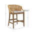 Tabouret de comptoir fabriqué à la main 25 po - affichage naturel, espace de détente recouvert de lin, ensemble de pieds en bois massif, fonction bronze antique fabriquée à la main, siège rembourré, pieds solides, toucher